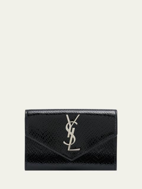 SAINT LAURENT Small YSL Flap Wallet in Python-Embossed Leather