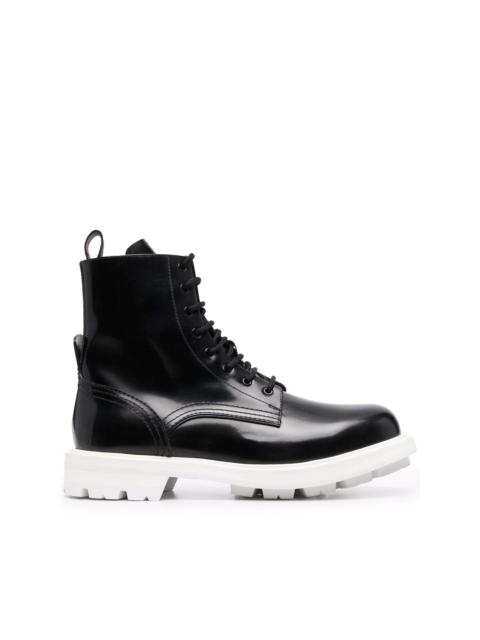 Alexander McQueen patent-leather lace-up boots