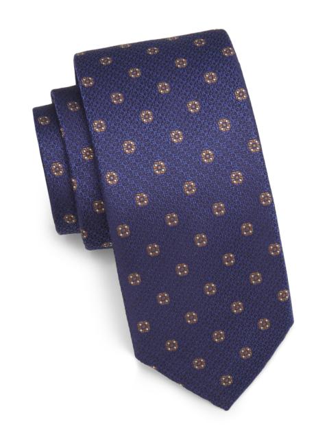 Canali Men's Textured Medallion Silk Tie - Blue