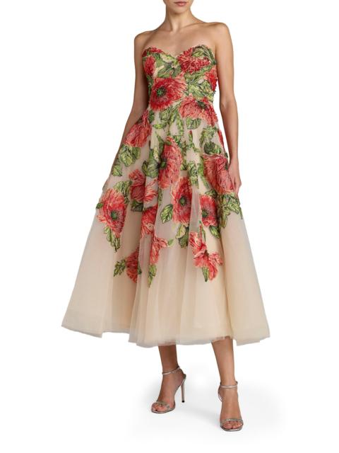 MAC DUGGAL Women's Floral-Embroidered A-Line Cocktail Dress - Beige Multi