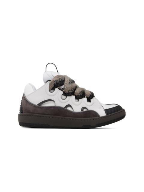 Lanvin Gray & Khaki Curb Leather Sneakers