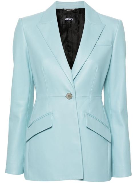 ジャケット VERSACE Light-blue leather blazer (10114131A10125 1V590) VERSACE Versace Woman Light-Blue Leather Blazer | luosophy