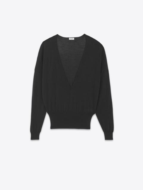 saint laurent v-neck sweater in cashmere, wool and silk