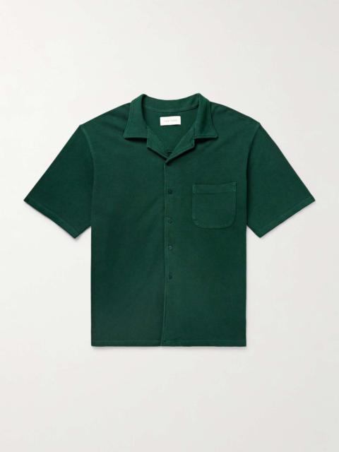 LES TIEN Camp-Collar Garment-Dyed Cotton-Piqué Shirt