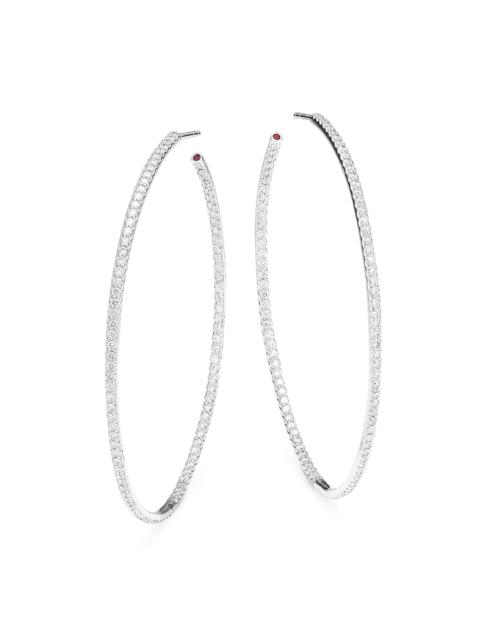 ROBERTO COIN Women's Perfect Diamond 18K White Gold & Micro-Pavé Inside-Out Extra-Large Hoop Earrings - White Gol