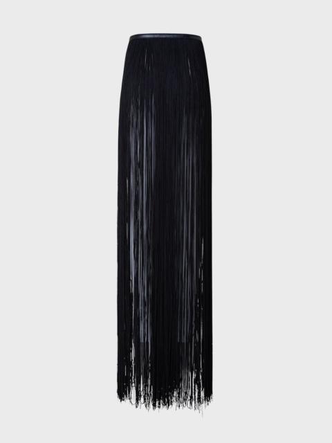 AKRIS Thin Leather Belt with Long Fringes