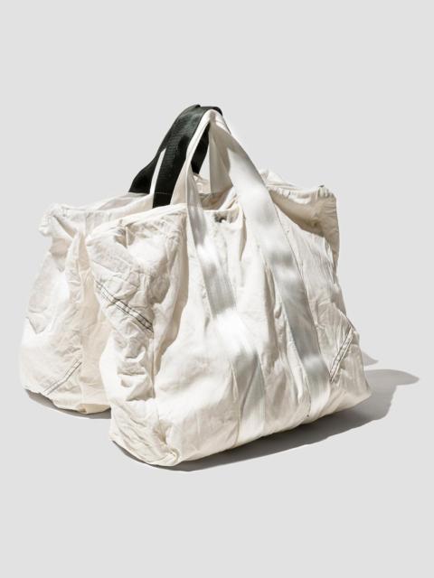 Nigel Cabourn Puebco Recycled Vintage Parachute Light Tote Bag White Belt