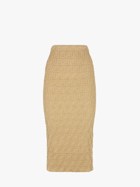 FENDI Gold-colored viscose and lurex skirt