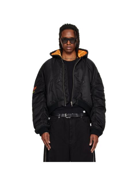 LU'U DAN Black Distorted MA1 Bomber Jacket