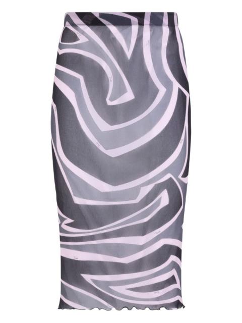 PUCCI swirl-print mesh skirt