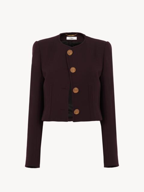 Chloé COLLARLESS CROPPED JACKET IN WOOL CRÊPE