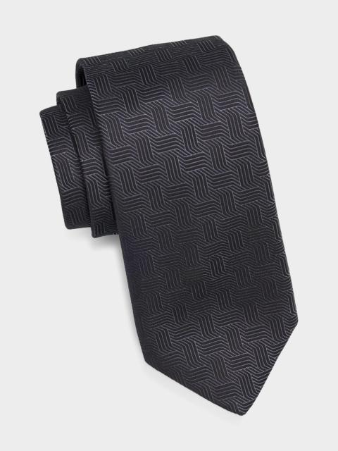 Canali Men's Art Deco Silk Tie, Charcoal