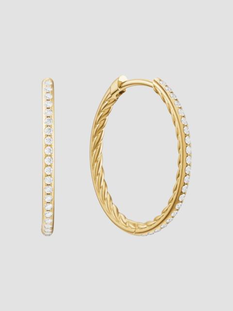 DAVID YURMAN Women's Petite Pavé Hoop Earrings in 18K Yellow Gold with Diamonds, 19.3MM - Gold
