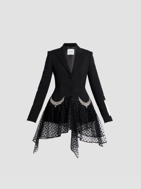 Erdem GRAIN DE POUDRE SINGLE BREASTED FITTED BLAZER