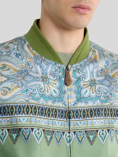 Etro SILK BOMBER JACKET WITH PLACED POCKET-SQUARE PAISLEY PRINT