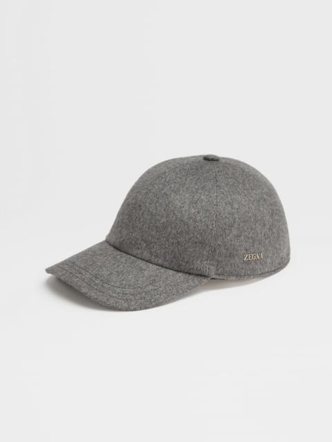 ZEGNA DARK GREY OASI CASHMERE BASEBALL CAP