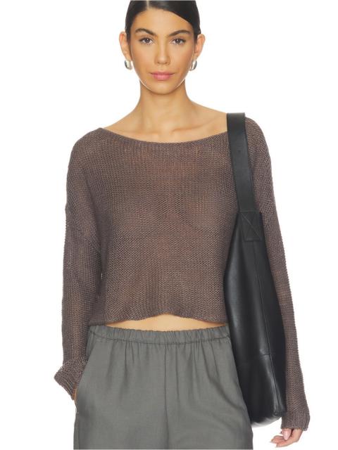 Enza Costa Linen Open Knit Bateau Sweater