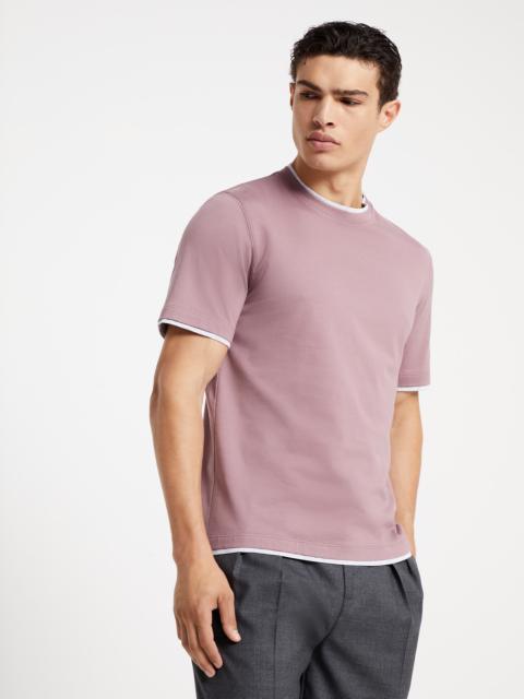 Brunello Cucinelli Cotton jersey crew neck T-shirt with faux-layering