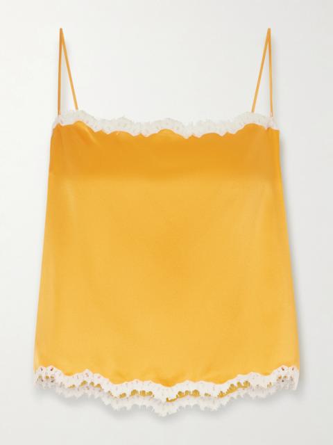 DÔEN Loure Lace-trimmed Silk-satin Top