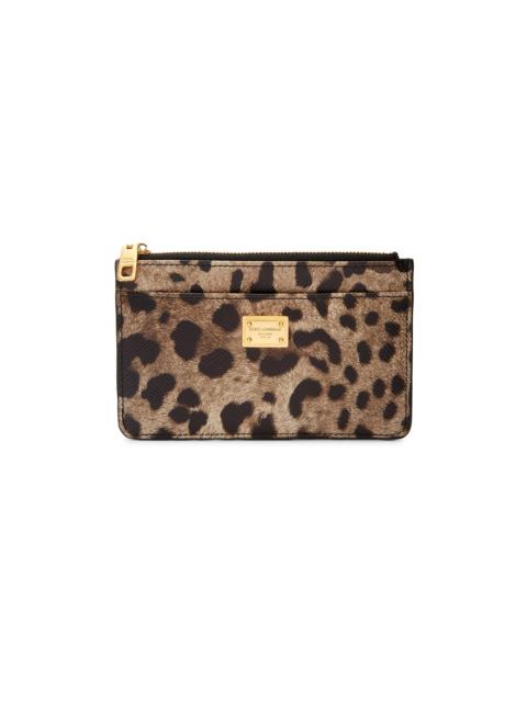 Dolce & Gabbana Women's Logo Leopard-Print Leather Card Case - Leo New