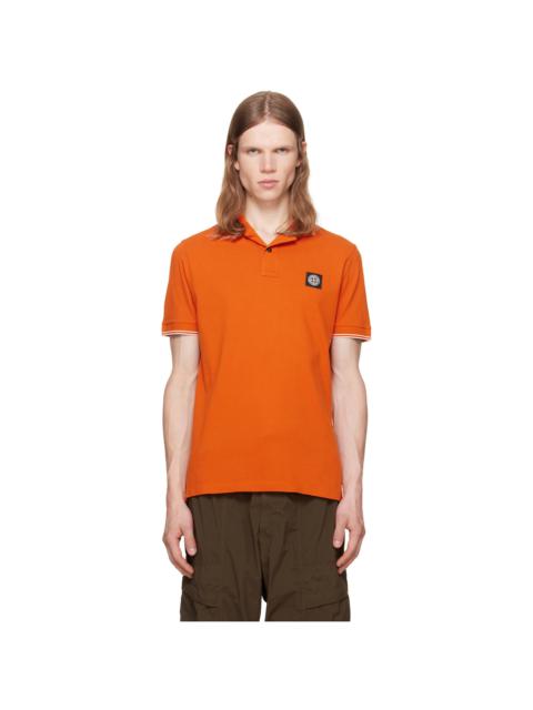 Stone Island Orange 2200010 Organic Cotton Piqué Stretch Polo