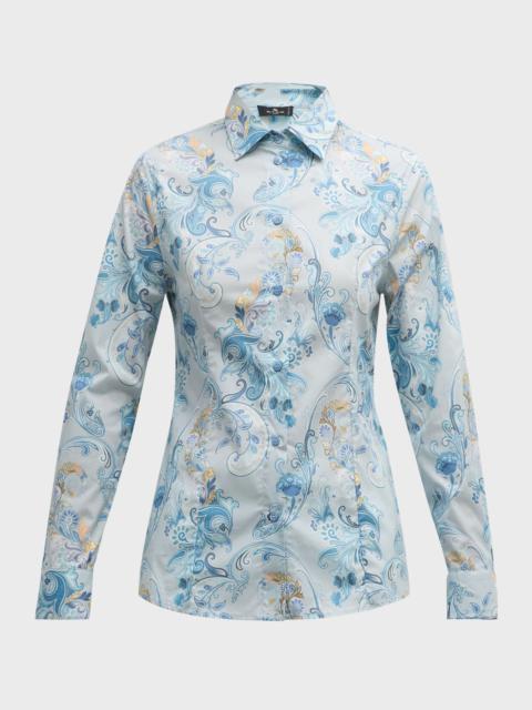 Etch Paisley Long-Sleeve Cotton Shirt