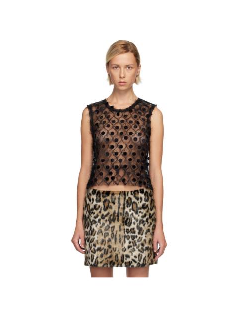 ANNA SUI Black Mesh Paillettes Top