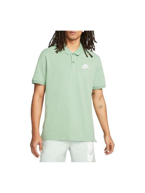 Nike Men's Nike Sportswear Casual Sports lapel Logo Solid Color Short Sleeve Polo Shirt Green CN8765-006