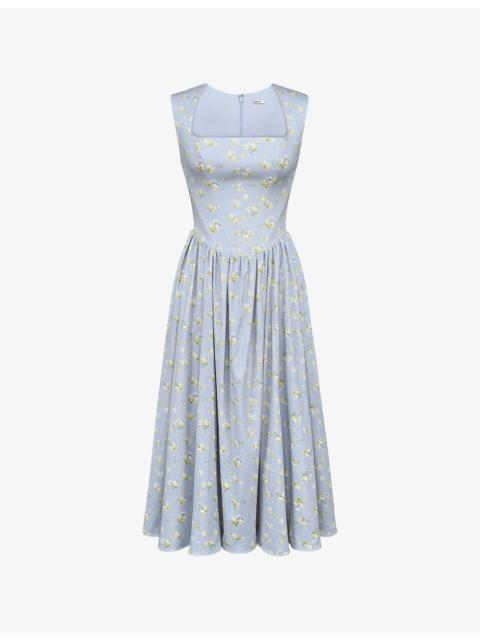 House of CB Emmy Floral-Print Cotton Midi Dress