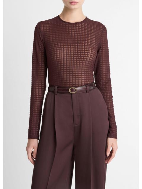 Vince Shadow Grid Long-Sleeve Top