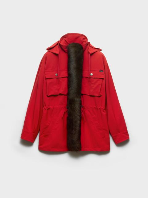 Prada Technical fabric parka with shearling trim