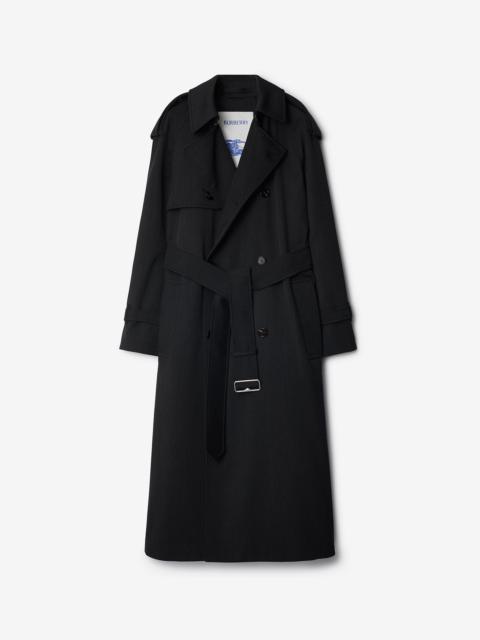 Burberry Burberry Grey Wool Long Trench Coat Woman