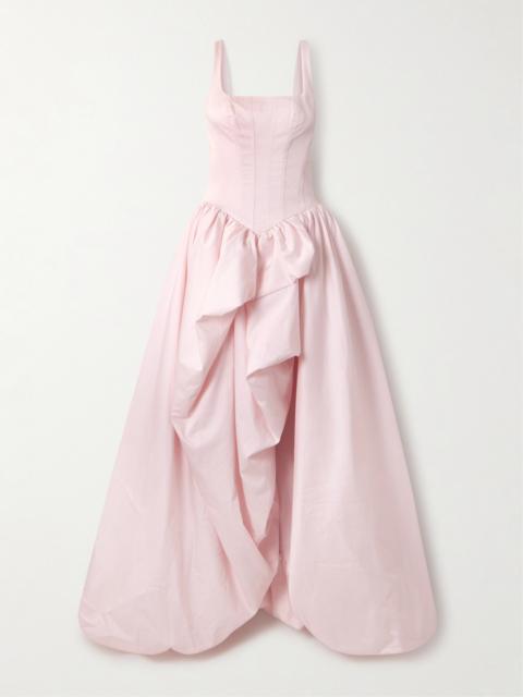 Aje. Alani Asymmetric Ruffled Pleated Cotton-twill Gown
