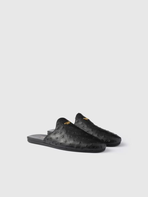 Prada Ostrich leather mules