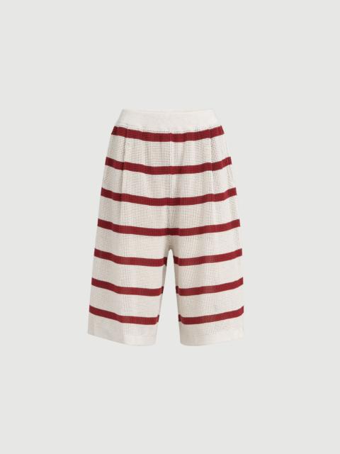 Brunello Cucinelli Cotton striped net knit Bermuda shorts