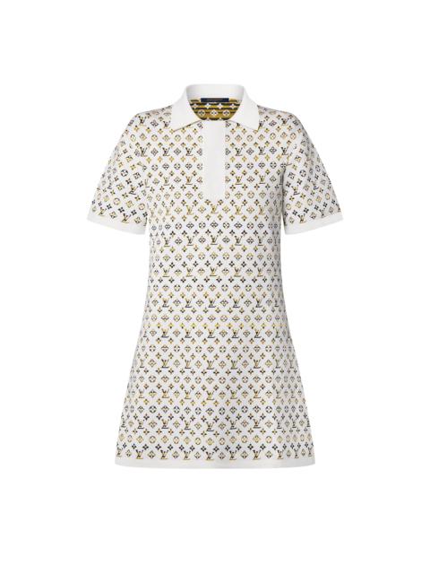 Louis Vuitton Python-Effect Monogram Jacquard Polo Dress