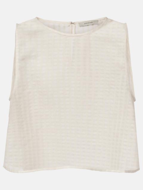 ASCENO Kobe checked cotton and linen crop top