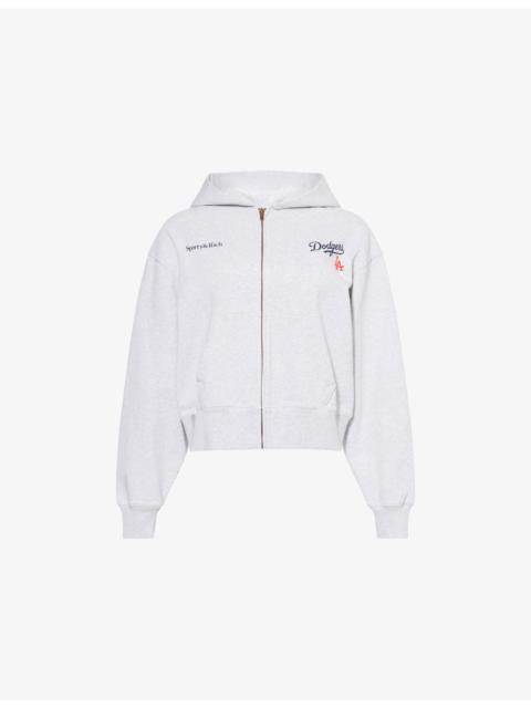 Sporty & Rich Dodgers Serif Cropped Cotton-Jersey Hoody