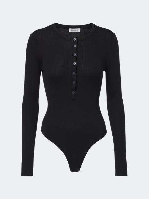 SIMKHAI Susanne ribbed silk and cashmere bodysuit