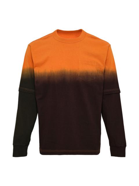 sacai Garment Dye Cotton Jersey Long Sleeve Tee | club21