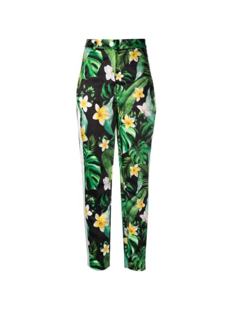 PHILIPP PLEIN Hawaii-print high-waisted trousers
