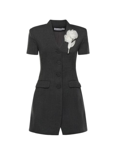 self-portrait floral appliqué buttoned dress