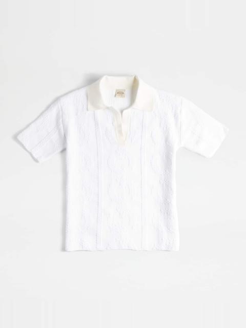 Tod's JACQUARD POLO SHIRT - WHITE