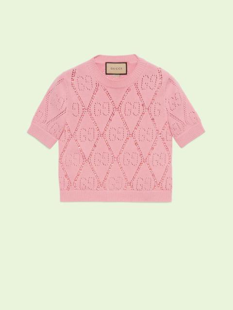 GG cotton knit T-shirt with beads