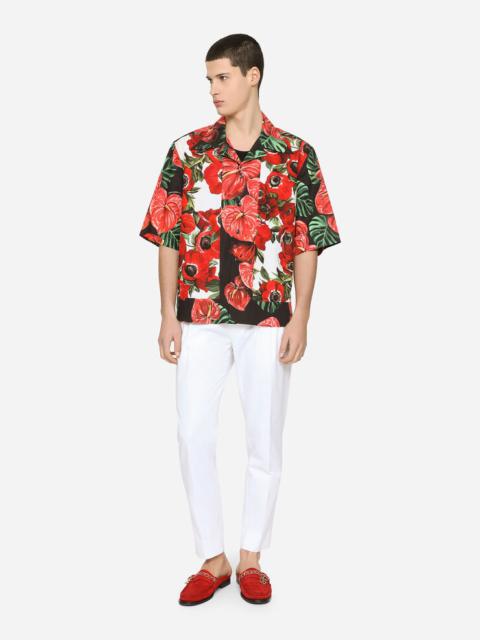 Dolce & Gabbana Stretch cotton Hawaiian shirt with floral print