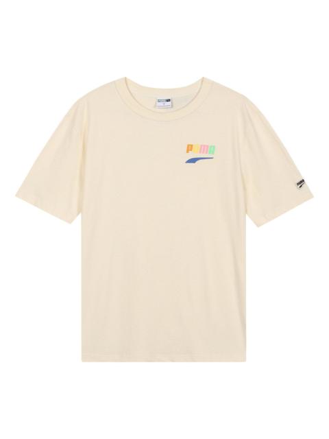 PUMA PUMA Sports Alphabet Cartoon Printing Round Neck Short Sleeve Beige 531335-75