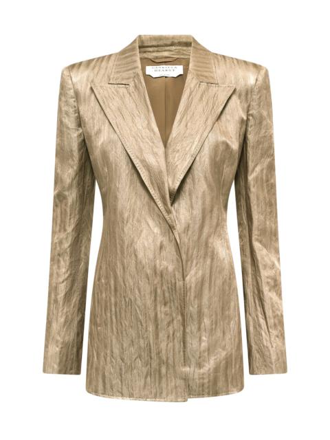 GABRIELA HEARST Mairi Blazer in Gunmetal Metallic Crinkled Silk