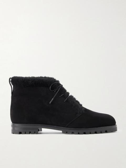 Manolo Blahnik Mircus 10 shearling-trimmed suede ankle boots Black