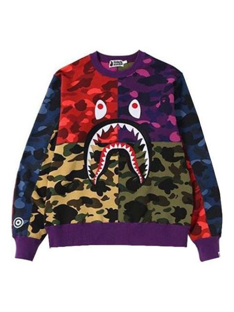 A BATHING APE BAPE SS19 Mix Camo Shark Crazy Wide Crewneck 'Multicolor' 1F30-113-006