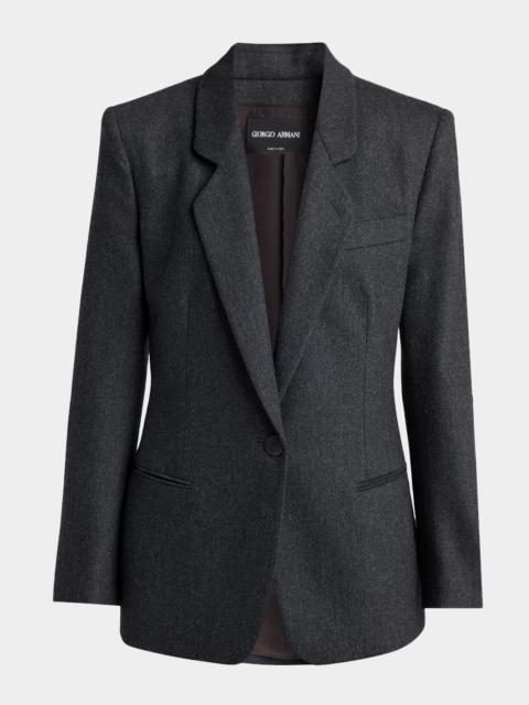GIORGIO ARMANI Wool-Cashmere Blazer with Strong Shoulders